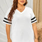 Plus Size Striped V-Neck Tee Shirt - GiFTiFY