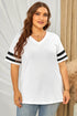 Plus Size Striped V-Neck Tee Shirt - GiFTiFY