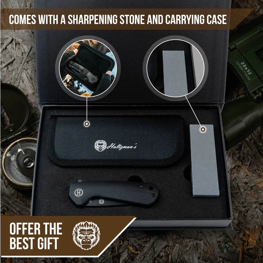 The Peasant Folding Pocket Knife Giftset for Men and Women (Black and Blue) - GiFTiFY