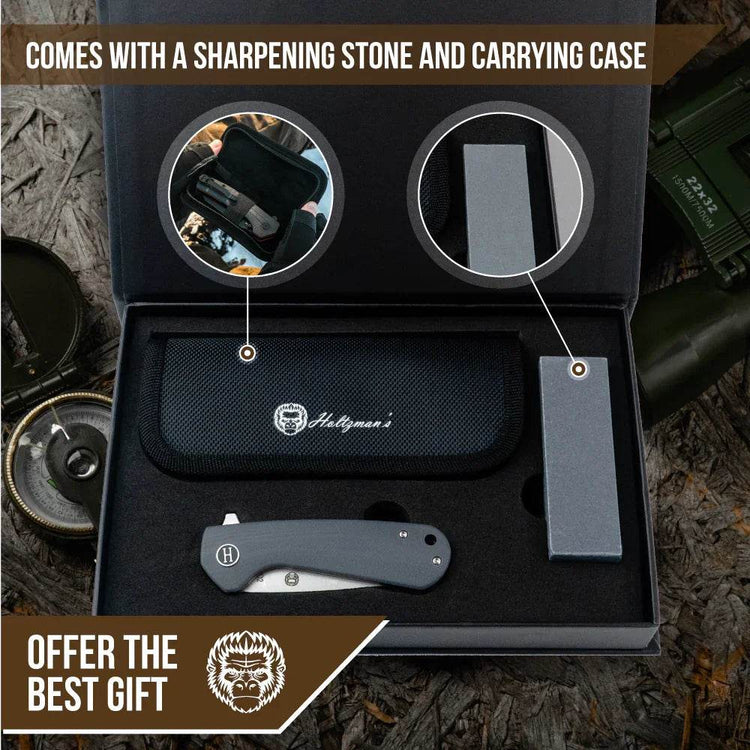 The Peasant Folding Pocket Knife Giftset for Men and Women (Red and Grey) - GiFTiFY