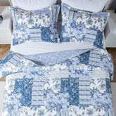 Kasentex Vintage Blue Patchwork Floral Quilt Set - All Season Bedding, Room Decor, Graduation Gifts by Kasentex