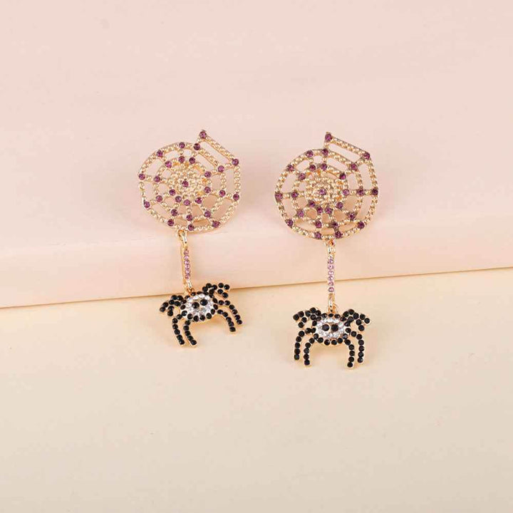 Spider Rhinestone Alloy Earrings - GiFTiFY
