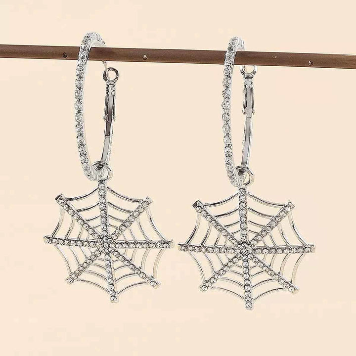 Halloween Spider Web Dangle Hoop Earrings - GiFTiFY