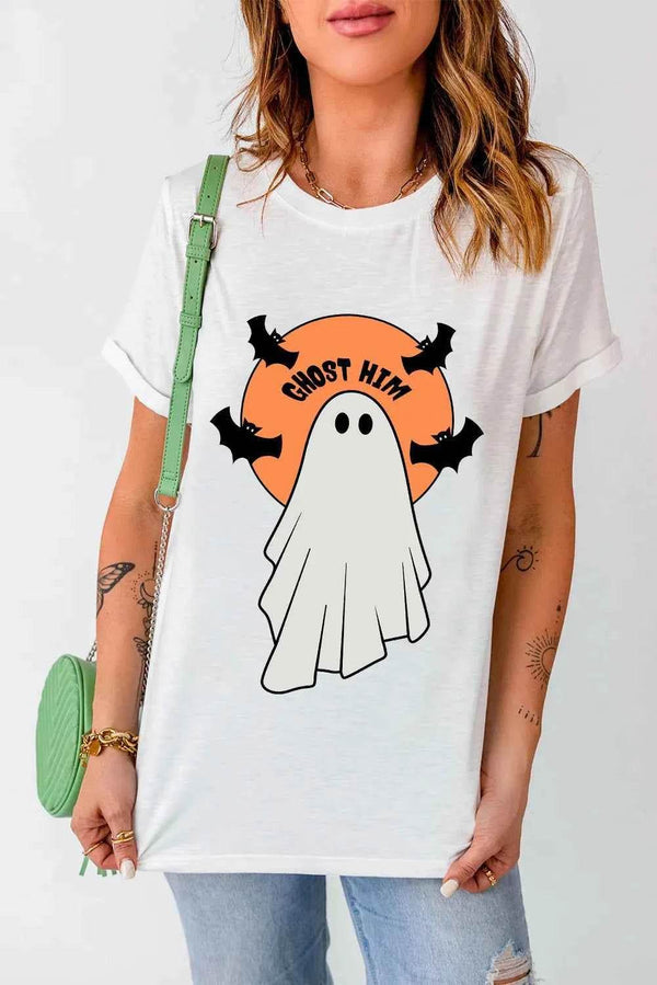 Full Size Ghost Round Neck Short Sleeve T-Shirt - GiFTiFY