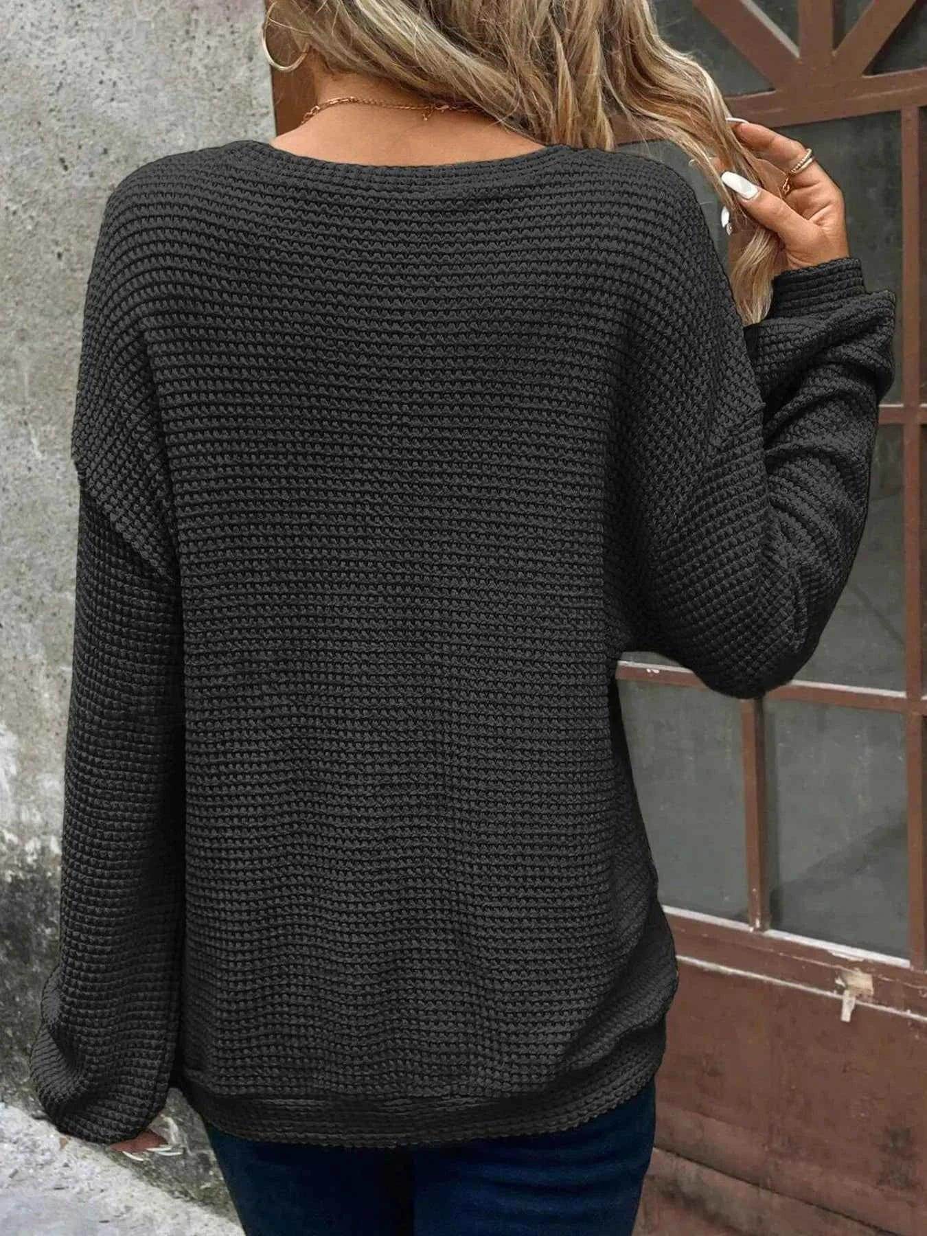 Plus Size Relaxed Fit Waffle Knit Round Neck T-Shirt - GiFTiFY