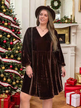 Plus Size V-Neck Balloon Sleeves Dress - GiFTiFY