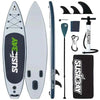Adult inflatable upright paddleboard, 10.6ft inflatable yoga board, super surfboard with multiple accessories, multi-layer deck, travel backpack, wide upright position suitable for various scenarios, maximum weight capacity of 300 pounds.
