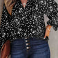 Plus Size Notched Neck Smocked Blouse - GiFTiFY