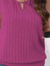 Plus Size Ribbed Knit Keyhole Tank Top women Attire by Trendsi