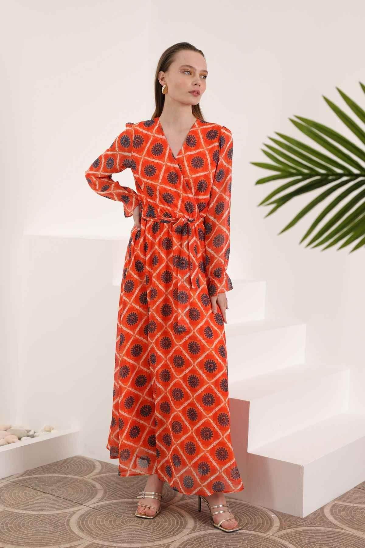Sun Print Chiffon Dress - GiFTiFY