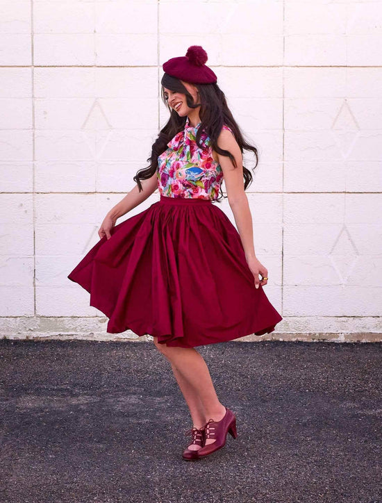 Peggy Swing Skirt in Burgundy - GiFTiFY