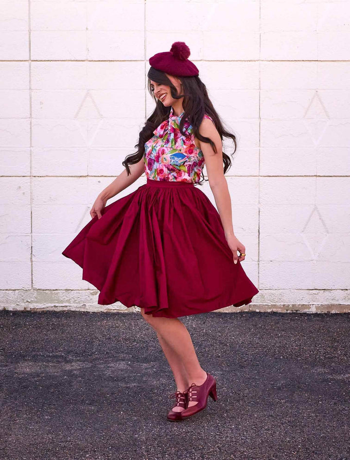 Peggy Swing Skirt in Burgundy - GiFTiFY