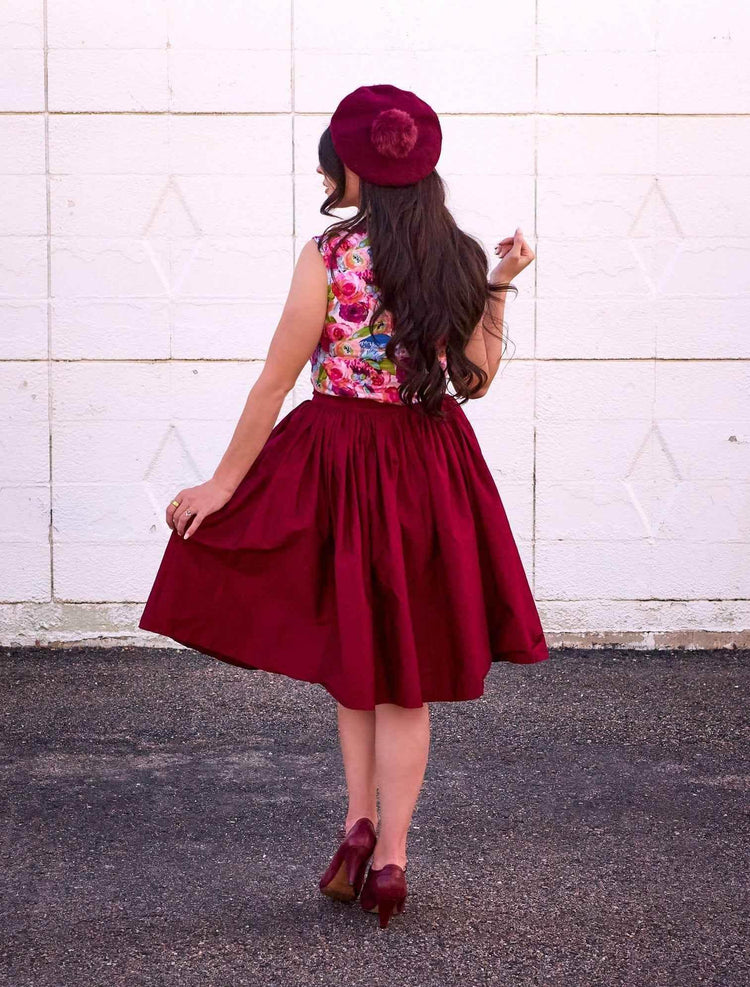 Peggy Swing Skirt in Burgundy - GiFTiFY