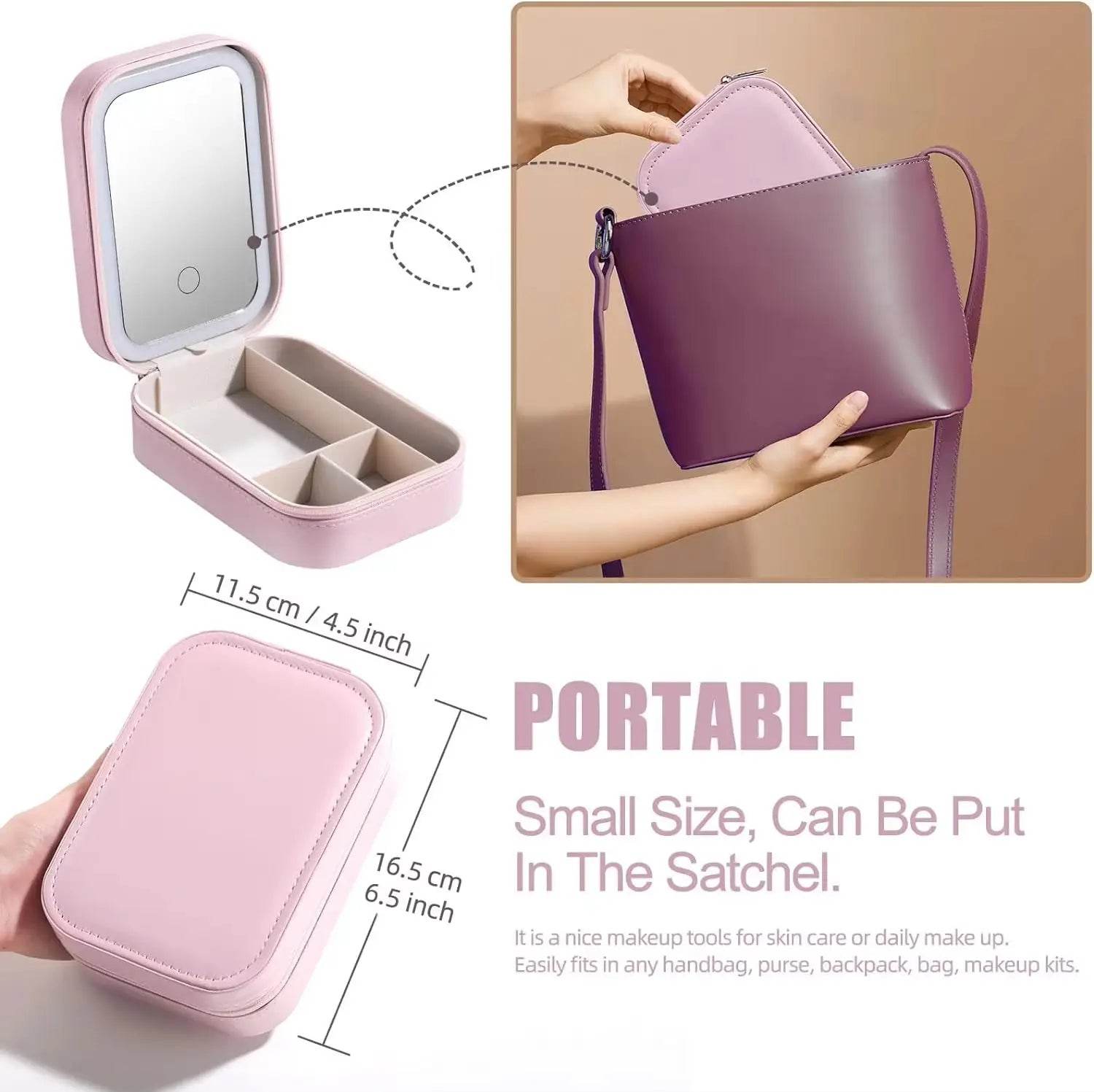 Portable LED Mirror Travel Makeup Box