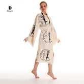 Boho Cotton Kimono Robe – Yoga Girl & Moon Stamp, Organic Loungewear - GiFTiFY