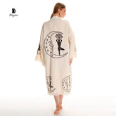Boho Cotton Kimono Robe – Yoga Girl & Moon Stamp, Organic Loungewear - GiFTiFY