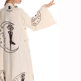 Boho Cotton Kimono Robe – Yoga Girl & Moon Stamp, Organic Loungewear - GiFTiFY