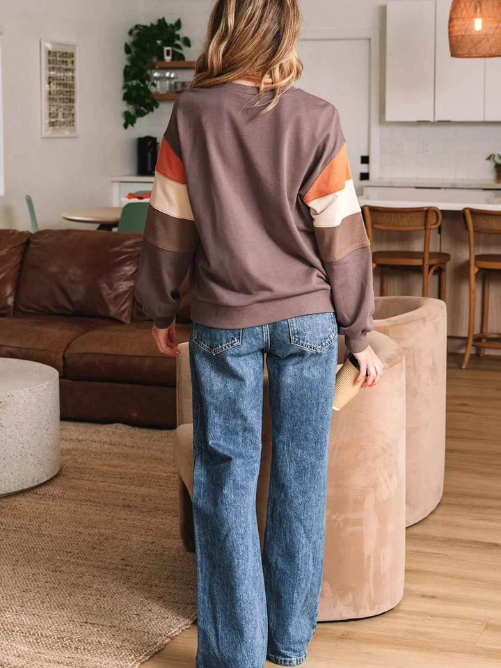 Sequin Bow Pumpkin Round Neck Sweatshirt - GiFTiFY