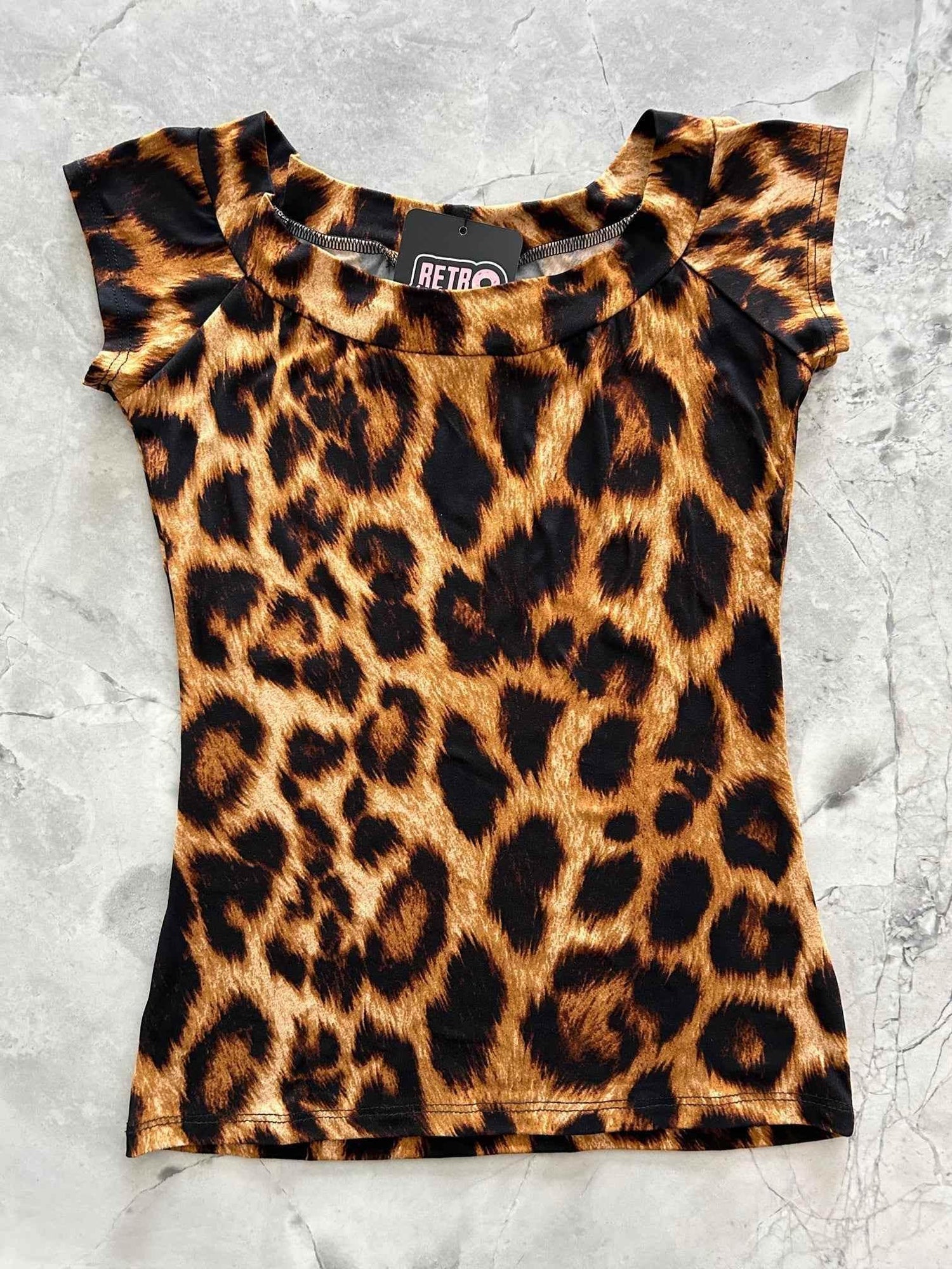 Retro Boat Neck Top in Leopard - GiFTiFY
