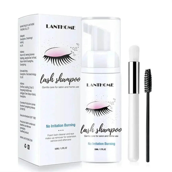 50ml Lanthome Eyelash Extension Shampoo Foam Eyelid Deep Clean Cleanser For Makeup Tools Mascara Remover Glue Salon Home Use - GiFTiFY