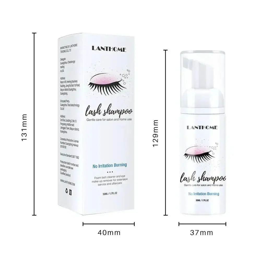 50ml Lanthome Eyelash Extension Shampoo Foam Eyelid Deep Clean Cleanser For Makeup Tools Mascara Remover Glue Salon Home Use - GiFTiFY