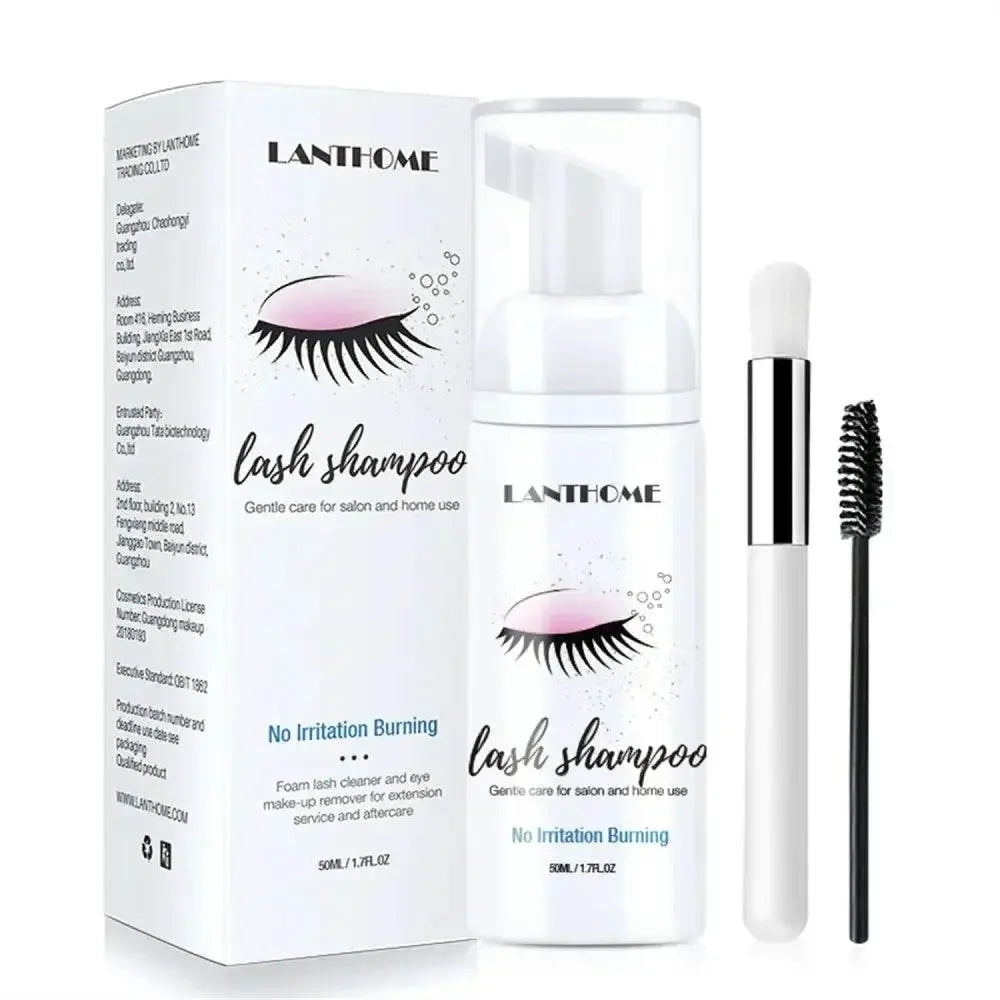 50ml Lanthome Eyelash Extension Shampoo Foam Eyelid Deep Clean Cleanser For Makeup Tools Mascara Remover Glue Salon Home Use - GiFTiFY
