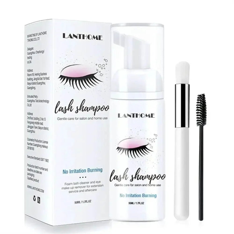50ml Lanthome Eyelash Extension Shampoo Foam Eyelid Deep Clean Cleanser For Makeup Tools Mascara Remover Glue Salon Home Use - GiFTiFY