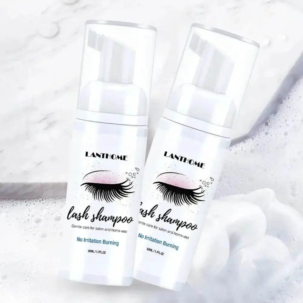 50ml Lanthome Eyelash Extension Shampoo Foam Eyelid Deep Clean Cleanser For Makeup Tools Mascara Remover Glue Salon Home Use - GiFTiFY