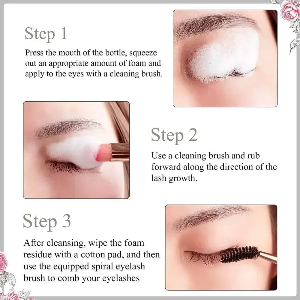 50ml Lanthome Eyelash Extension Shampoo Foam Eyelid Deep Clean Cleanser For Makeup Tools Mascara Remover Glue Salon Home Use - GiFTiFY