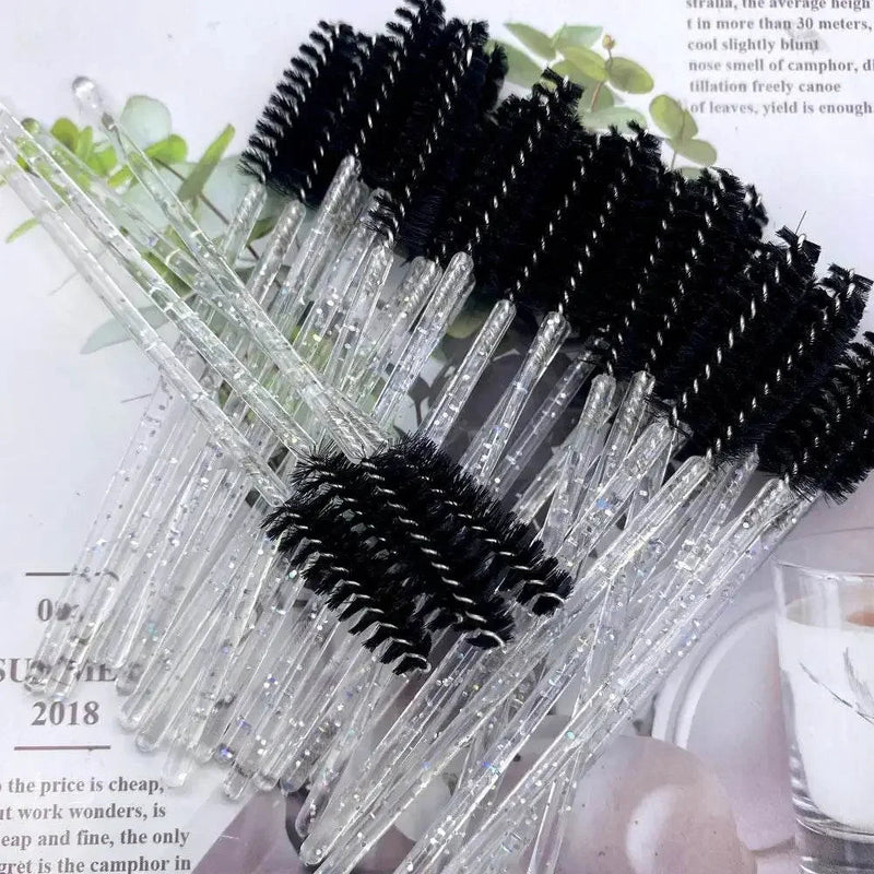 50pcs Eyelashes Brush Crystal Diamond Handle Makeup Brush Mascara eyelash spoolie brush Makeup by Dropshee