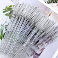50pcs Eyelashes Brush Crystal Diamond Handle Makeup Brush Mascara eyelash spoolie brush