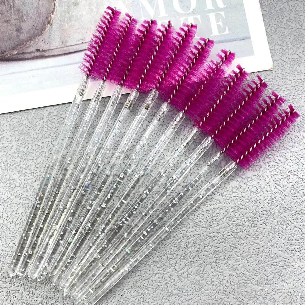 50pcs Eyelashes Brush Crystal Diamond Handle Makeup Brush Mascara eyelash spoolie brush Makeup by Dropshee