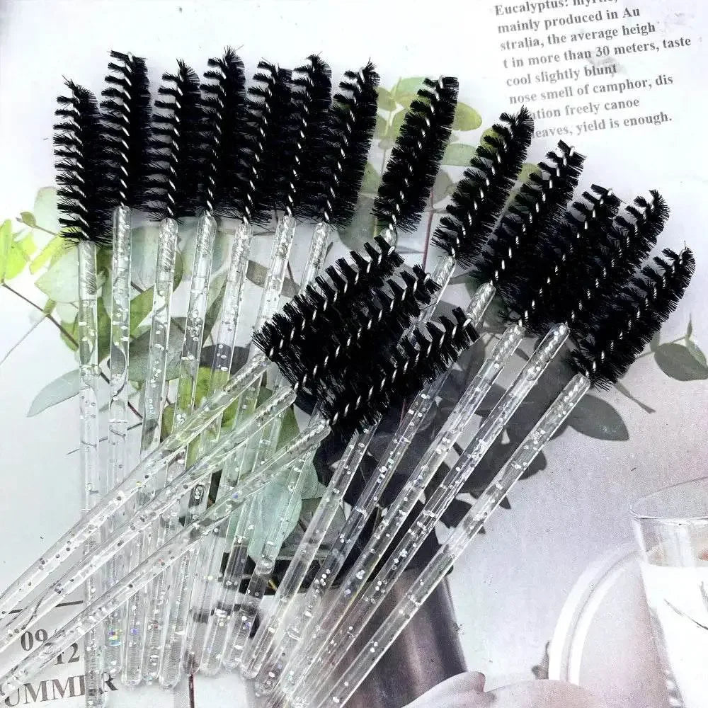 50pcs Eyelashes Brush Crystal Diamond Handle Makeup Brush Mascara eyelash spoolie brush Makeup by Dropshee