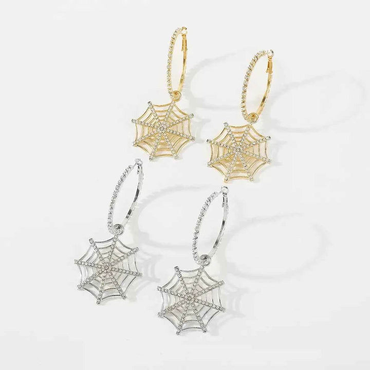 Halloween Spider Web Dangle Hoop Earrings - GiFTiFY