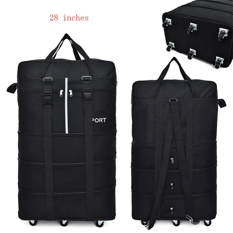 Black Rolling Foldable Luggage Bag Ultimate Travel Companion