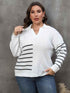 Plus Size Striped V-Neck Sweater - GiFTiFY
