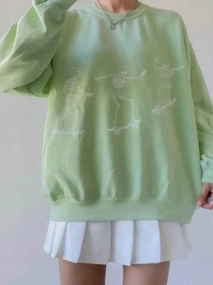 Skeleton Graphic Oversized Sweatshirt - GiFTiFY