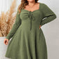 Honey Plus Size Sweetheart Neck Long Sleeve Ribbed Dress - GiFTiFY