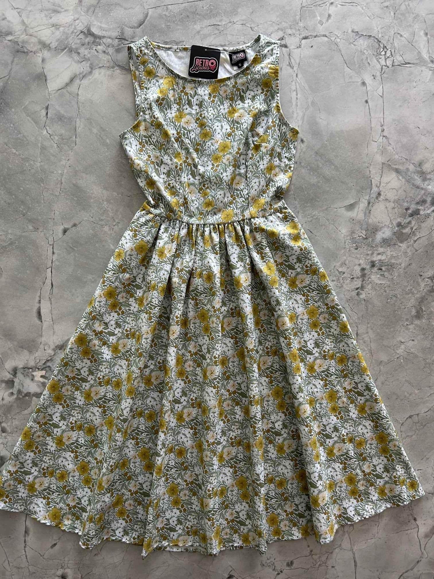 Mustard Floral Midi Dress - GiFTiFY
