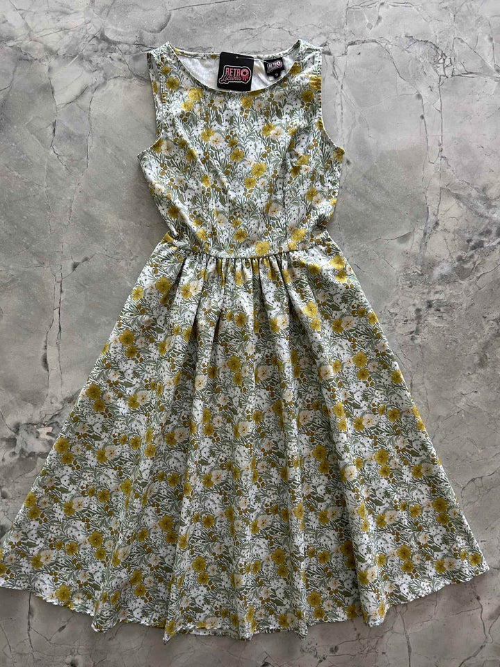 Mustard Floral Midi Dress - GiFTiFY
