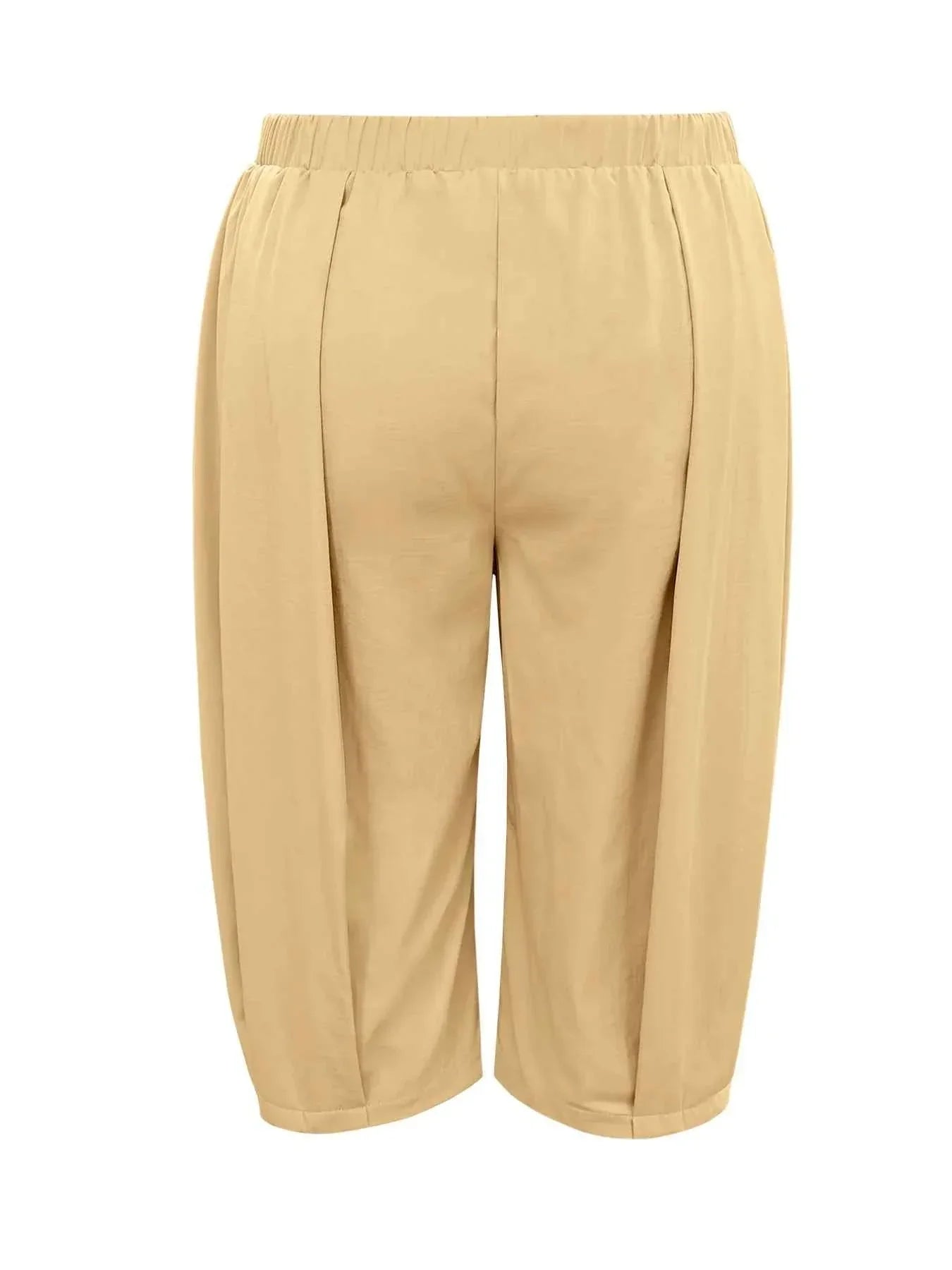 Plus Size Wide Leg Pleated Detail Cropped Pants