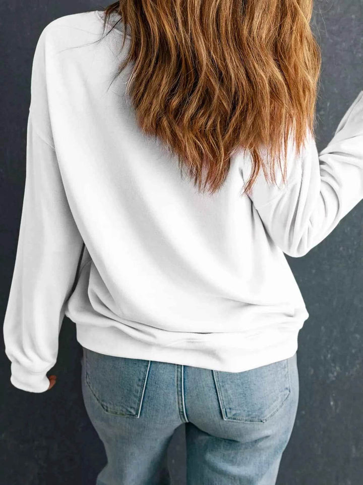 Halloween Pumpkin Bow Graphic Drop Shoulder Sweatshirt - GiFTiFY