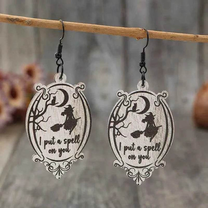 Witch Wooden Dangle Earrings - GiFTiFY