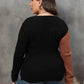 Plus Size Two-Tone Surplice Neck Sweater - GiFTiFY