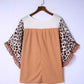 Plus Size Printed Color Block Ruffled Blouse - GiFTiFY