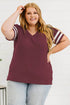 Plus Size Striped V-Neck Tee Shirt - GiFTiFY