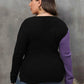 Plus Size Two-Tone Surplice Neck Sweater - GiFTiFY
