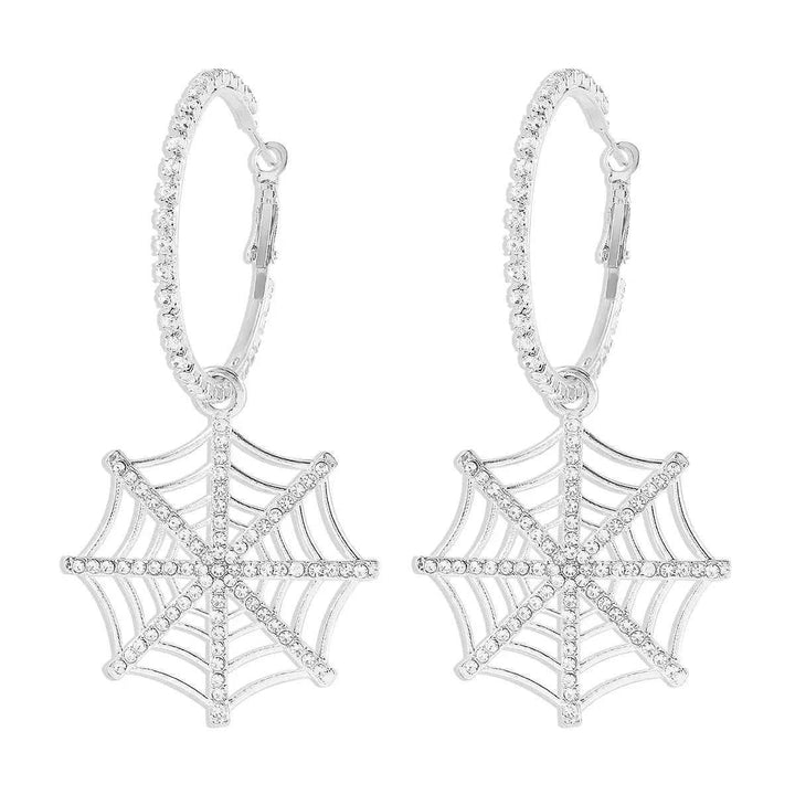 Halloween Spider Web Dangle Hoop Earrings - GiFTiFY