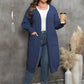 Plus Size Long Sleeve Pocketed Cardigan - GiFTiFY