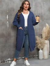 Plus Size Long Sleeve Pocketed Cardigan - GiFTiFY